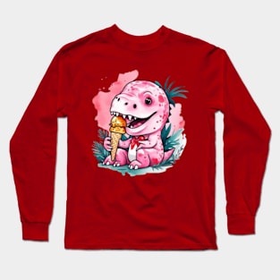 Pink dinosaur gift ideas, pink dinosaur gift ideas kids tees adult tees, pink dino kids tees hoodies gifts Long Sleeve T-Shirt